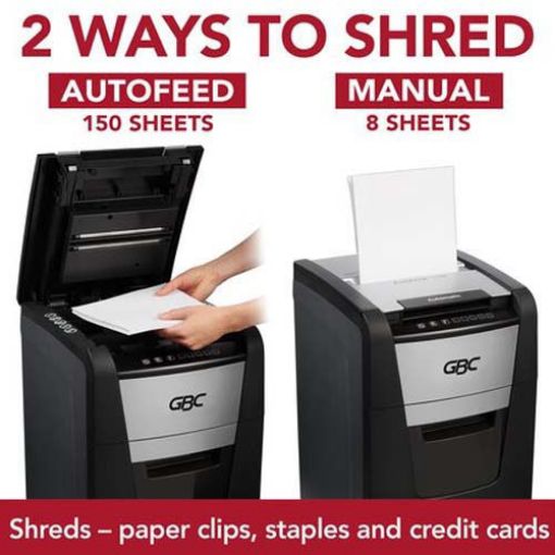 Picture of AutoFeed+ Home Office Shredder 150X, Auto 150-sheet feed, Super cross-cut P-4, 30 min runtime, 11.6 gal, EA