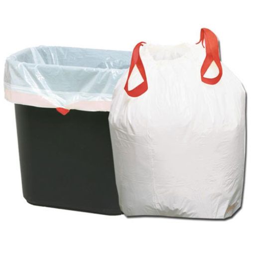 Picture of Can Liner, Drawstring Kitchen Trash Bag, 24.5 x 27.38, 13 gallon, .8 mil, 100 per carton, White