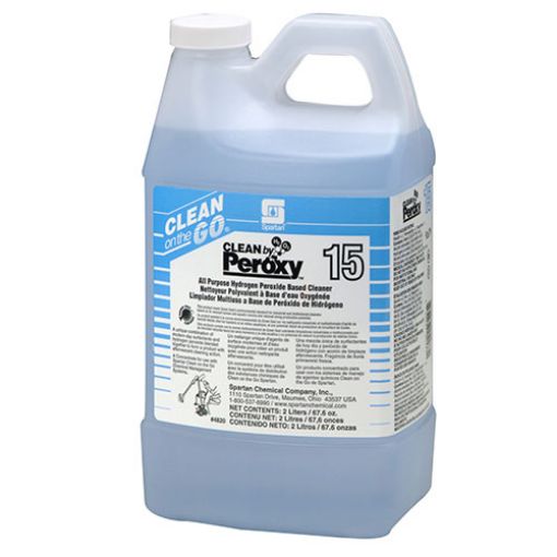 Picture of Clean by Peroxy 15, All Purpose Peroxide Cleaner, Clean on the Go Dilution Control, Spring Rain Scent, 2 Liter Bottles, 4 per carton