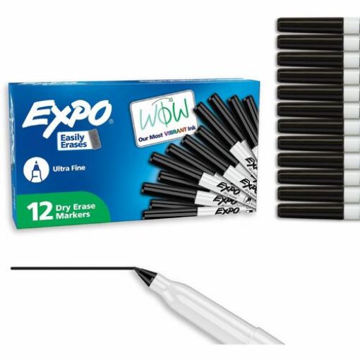 Expo Dry Erase Markers, Ultra Fine Point Pen Style, Black, Alcohol Based, 1 Dozen