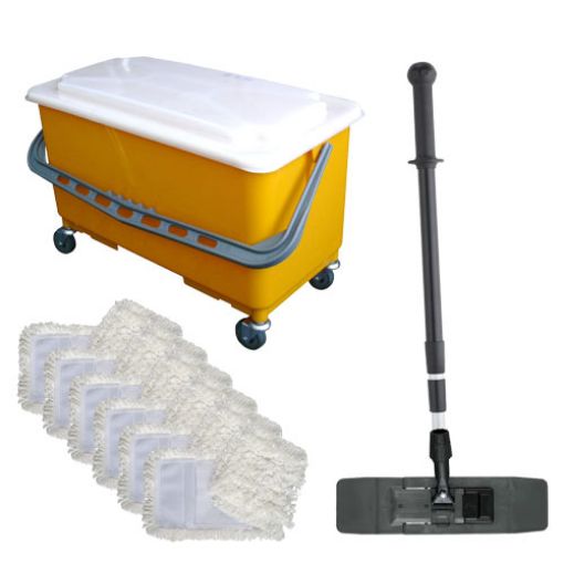 Microfiber Floor Finishing Kit with Mop Handle, Frame, Bucket, and Finish Mops