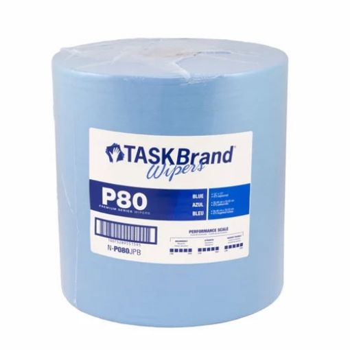 Task Brand Wipers, P80 Hydrospun Jumbo Roll, Blue, 475 Sheets per Roll
