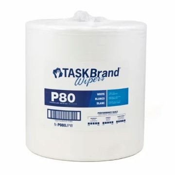 Task Brand Wipers, Hydrospun P80 Jumbo Roll, White, 475 Sheets per Roll