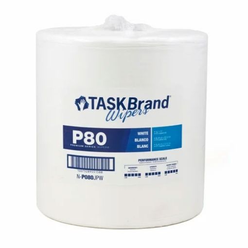 Task Brand Wipers, Hydrospun P80 Jumbo Roll, White, 475 Sheets per Roll