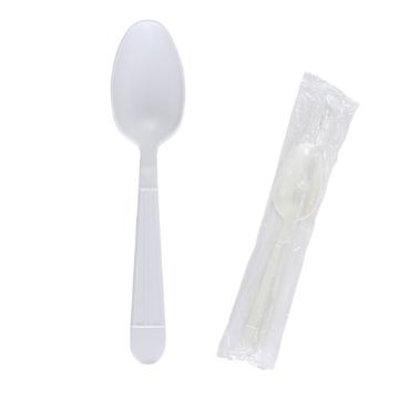 Wrapped Heavy Weight Polypro Teaspoons, White, 1000 per carton