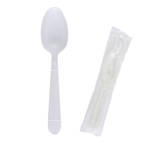 Wrapped Heavy Weight Polypro Teaspoons, White, 1000 per carton
