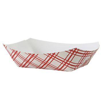Empress 1/4 lb Red Plaid Food Tray. PFAS Free, 4 packs of 250, 1000 per carton