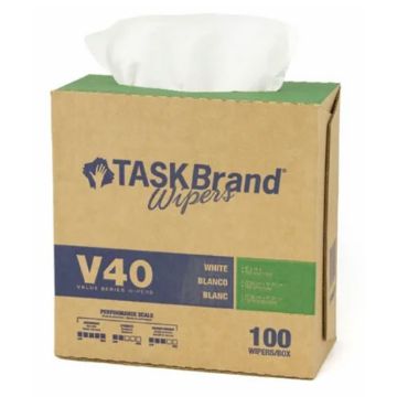 TASKBrand V40 Value Series Wipers, DRC, White, 9"x16.5"