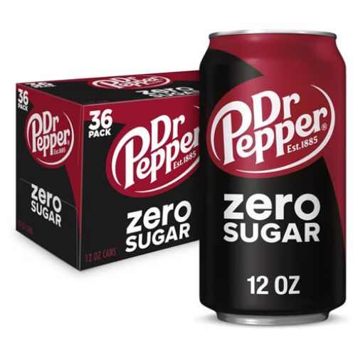 Dr Pepper Zero Sugar, 12 oz Cans, 36 per Carton