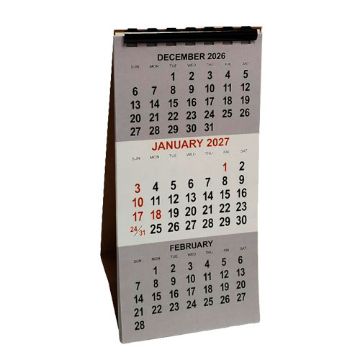 2027 Stand Up Desk Calendar, 3 Month Viewable, 9"H x 4"W